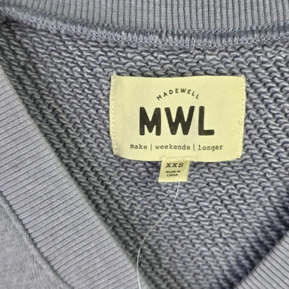 Madewell Top Womens XXS Purple Waffle Sweatshirt Short Sleeve Relaxed Fit Active - Picture 2 of 8